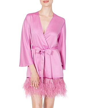 Rya Collection Swan Feather-trim Robe In Orchid