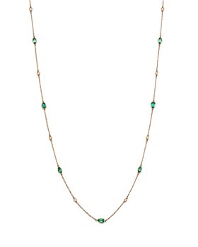 Bloomingdale's - Emerald & Diamond Station Necklace in 14K Yellow Gold, 18" - 100% Exclusive