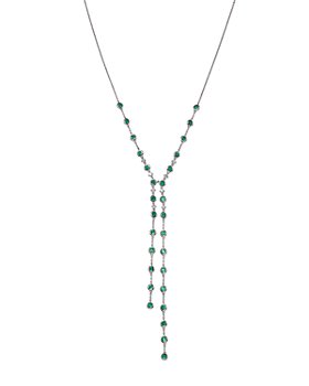 Bloomingdale's - Emerald & Diamond Lariat Necklace in 14K White Gold, 18" - 100% Exclusive