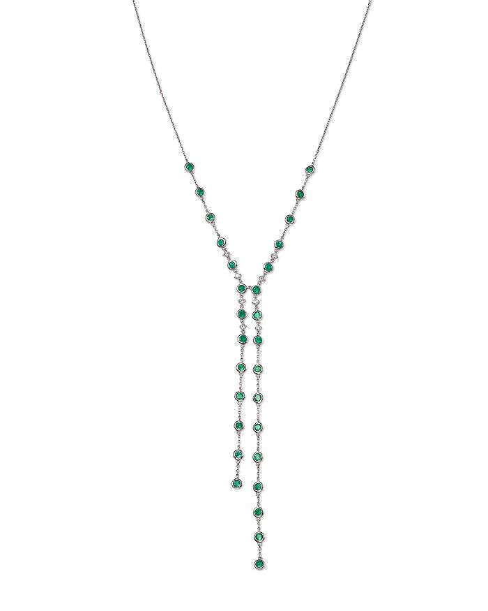 Bloomingdale's - Emerald & Diamond Lariat Necklace in 14K White Gold, 18" - 100% Exclusive