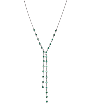 Bloomingdale's Emerald & Diamond Lariat Necklace in 14K White Gold, 18 - 100% Exclusive