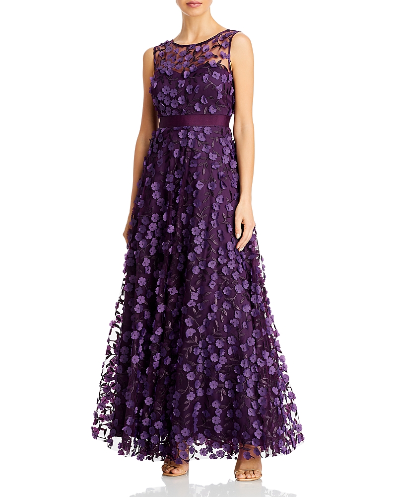 Eliza J Womens Applique Maxi Evening Dress In Purple