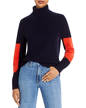 C By Bloomingdale's Cashmere Color Block Elbow Cashmere Sweater - 100% Exclusive In Navy/orange