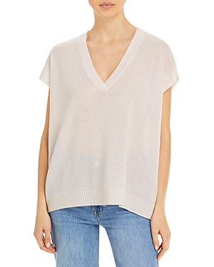C By Bloomingdale's Cashmere Oversized Short Sleeve Cashmere Sweater - 100% Exclusive In Bone