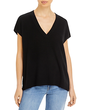 C By Bloomingdale's Cashmere Oversized Short Sleeve Cashmere Sweater - 100% Exclusive In Black