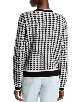 Houndstooth Contrast Trim Cashmere Cardigan - Exclusive