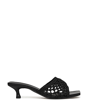 ST. AGNI WOMEN'S MACRAMA KITTEN HEEL SANDALS