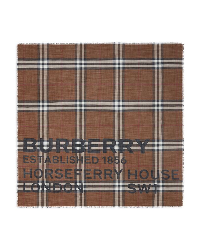 Burberry - Horseferry Print Check Wool Silk Large Square Scarf