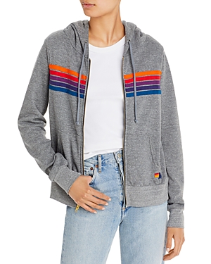 Aviator Nation Rainbow Stripe Hoodie In Heather Neon Rainbow