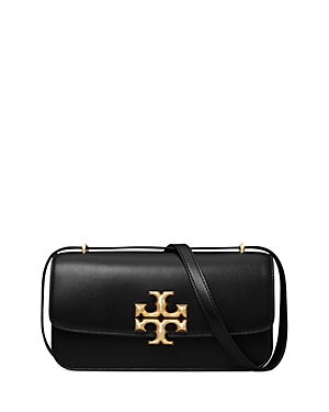 Shop Tory Burch Eleanor East West Small Convertible Shoulder Bag In Black/rolled Brass