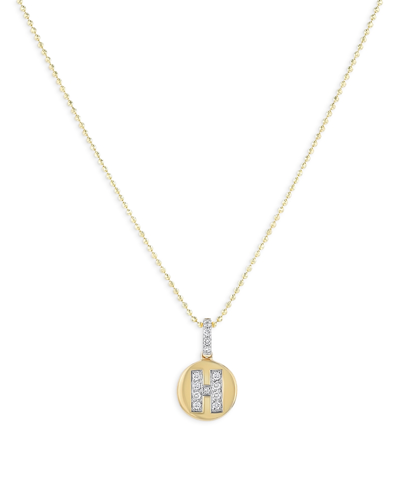 Bloomingdale's Fine Collection Diamond Accent Initial Pendant Necklaces In 14k Yellow Gold, 0.05-0.10 Ct. T. W. - Exclusive In H
