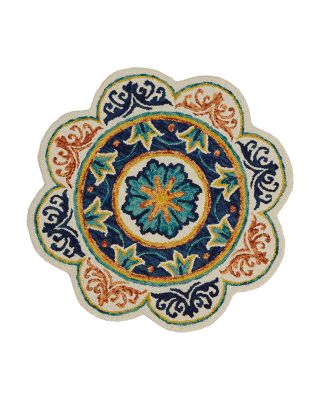 Lr Home Radiance Medallion Flower Round Area Rug, 6' x 6'