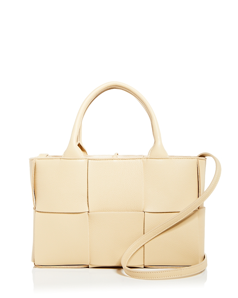 Bottega Veneta Mini Arco Leather Tote In Porridge/gold