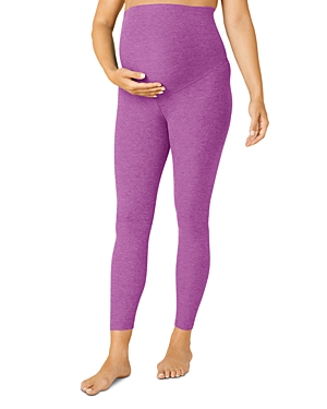 Shop Beyond Yoga Love The Bump Capri Maternity Leggings In Bright Iris