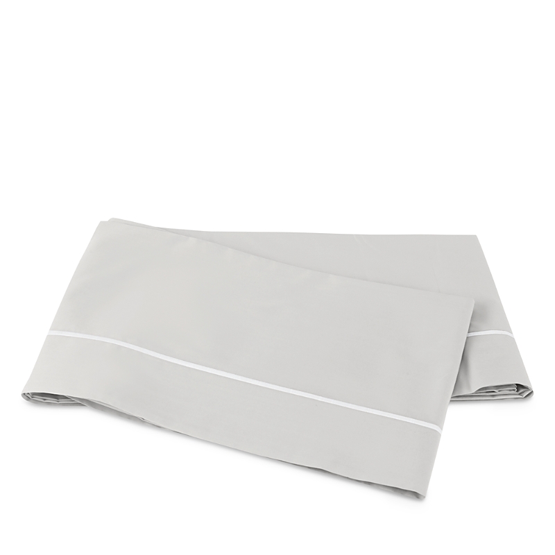 Matouk Bergamo Flat Sheet, Full/queen In Silver/white
