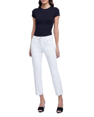 Sada High Rise Cropped Straight Jeans in Blanc