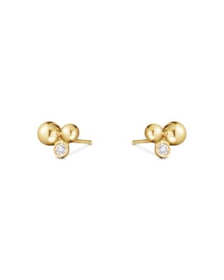 Georg Jensen 18K Yellow Gold Moonlight Grapes Diamond Grape Cluster Stud Earrings