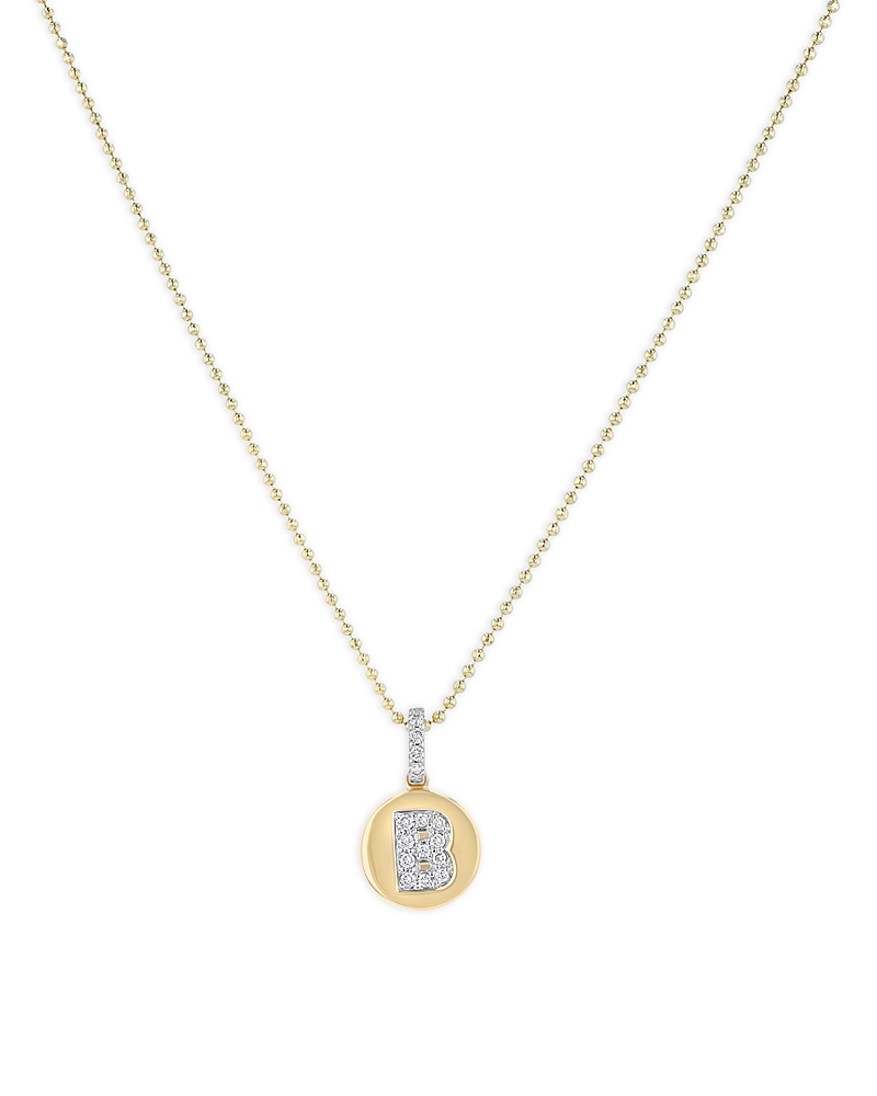 Bloomingdale's Fine Collection Diamond Accent Initial Pendant Necklaces In 14k Yellow Gold, 0.05-0.10 Ct. T. W. - Exclusive In B