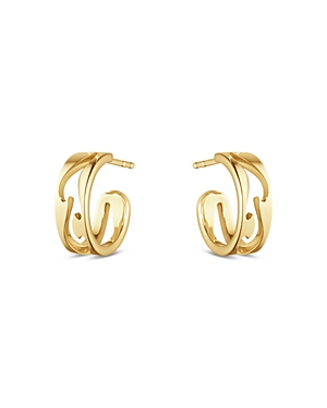 Shop Georg Jensen 18k Yellow Gold Fusion Open Pattern Small Hoop Earrings