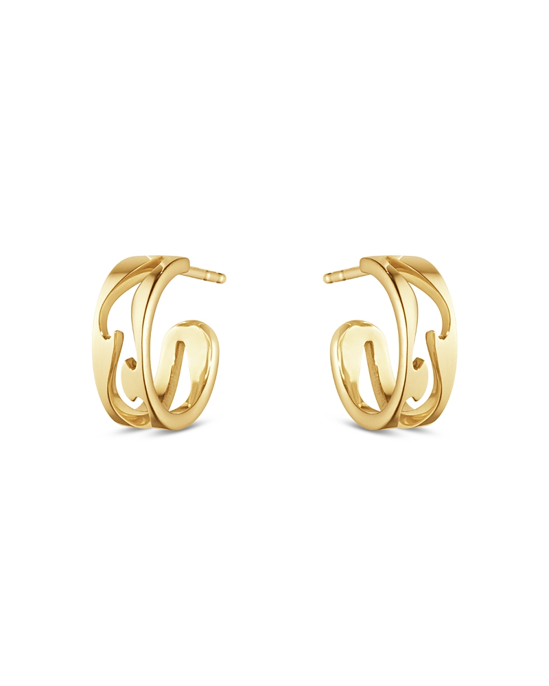 Georg Jensen 18k Yellow Gold Fusion Open Pattern Small Hoop Earrings In Gold