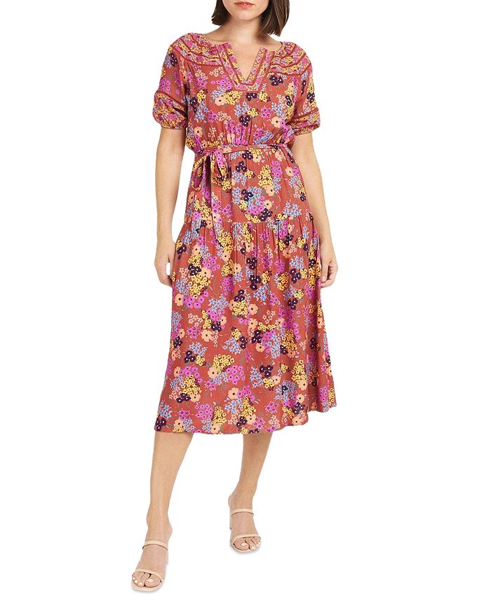Daniel Rainn Floral Print Midi Dress | Bloomingdale's