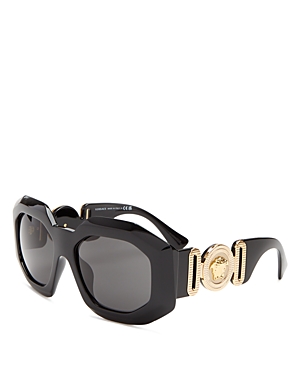 Shop Versace Round Sunglasses, 56mm In Black/gray