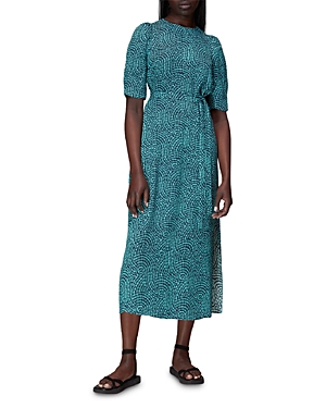 Shop Whistles Daisy Waves Cutout Midi Dress In Blue/multi