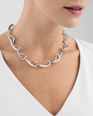 Sterling Silver Infinity Link Collar Necklace, 16.93"