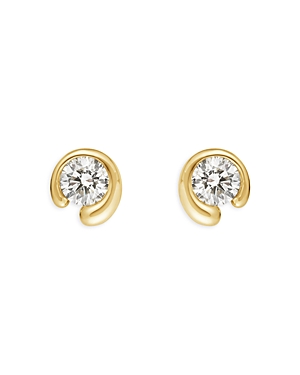 Shop Georg Jensen 18k Yellow Gold 0.40 Ct. Diamond Mercy Stud Earrings In White/gold