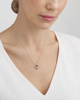 18K Yellow Gold & Sterling Silver Curve Circle Pendant Necklace, 17.72"