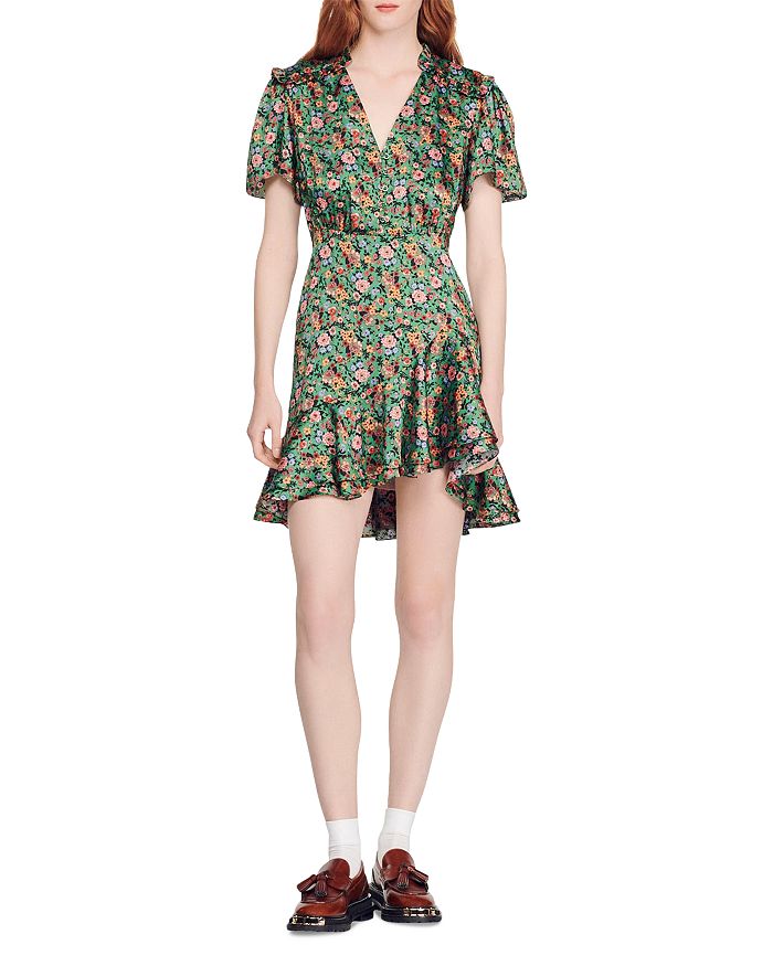 Sandro Marta V Neck Floral Print Dress Bloomingdale s