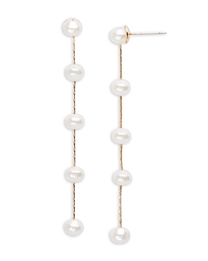 Aqua Imitation Pearl Drop Earrings - 100% Exclusive In White/gold