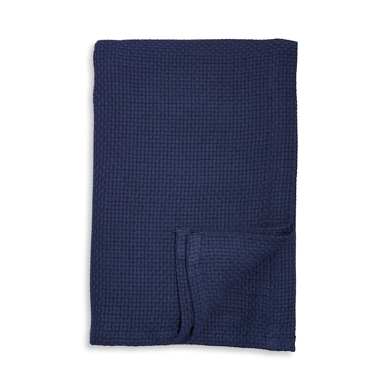 Sky Basketweave Cotton Blanket, Queen - Exclusive In Navy