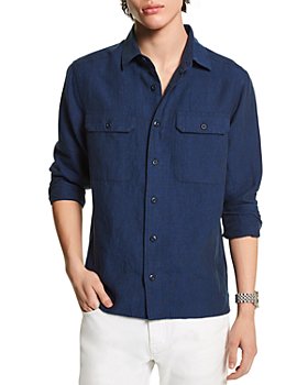 Michael Kors - Tailored Fit Long Sleeve Linen Shirt Jacket