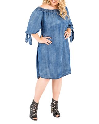 Julie Off-the-Shoulder Chambray Dress