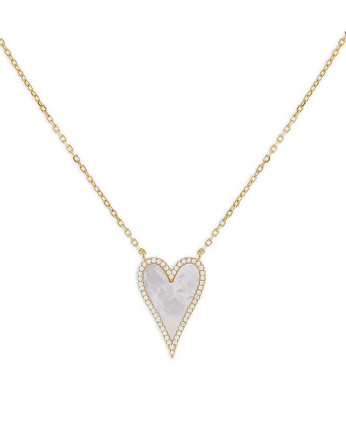Elongated pave store heart necklace