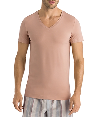 Shop Hanro Cotton Superior Short-sleeve V-neck In Neutral
