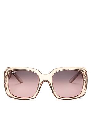 Shop Maui Jim Polarized Oversized Square Sunglasses, 55mm In Tan/pink Polarized Gradient