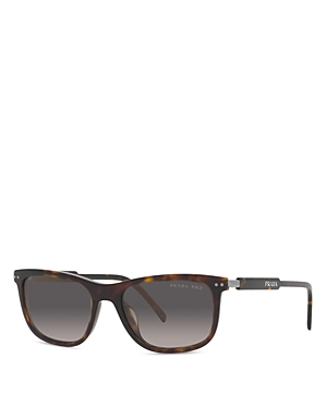 Prada Pillow 54mm Polarized Square Sunglasses In Havana/gray Polarized Gradient