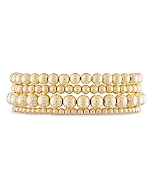 Alexa Leigh Mixed Beaded Bracelets, Set Of 3 In Gold