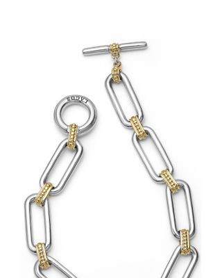 18K Yellow & Sterling Silver Signature Caviar Large Link Toggle Bracelet