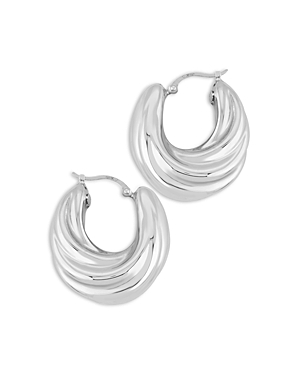 Bloomingdale's Swirl Tapered Hoop Earrings in Sterling Silver - 100% Exclusive