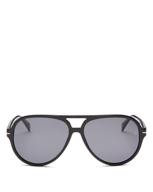 David Beckham Polarized Brow Bar Aviator Sunglasses, 60mm In Black/gray Polarized