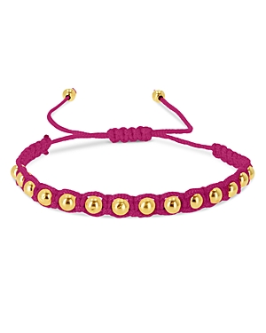Rachel Reid 14k Yellow Gold Blue Nylon Cord Bolo Bracelet In Pink