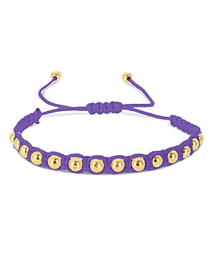Rachel Reid 14k Yellow Gold Blue Nylon Cord Bolo Bracelet In Purple