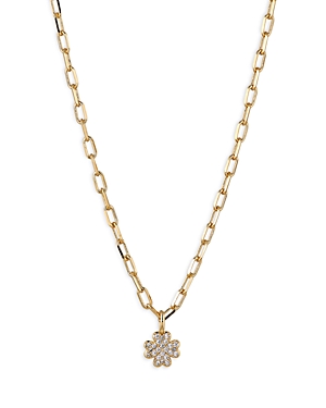 Nadri Small Fortune Pave Clover Chain Link Pendant Necklace in 18K Gold Plated, 16-18