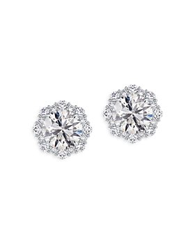 De Beers Forevermark - Center of My Universe® Floral Halo Diamond Stud Earrings in 18K White Gold, 0.65 ct. t.w.