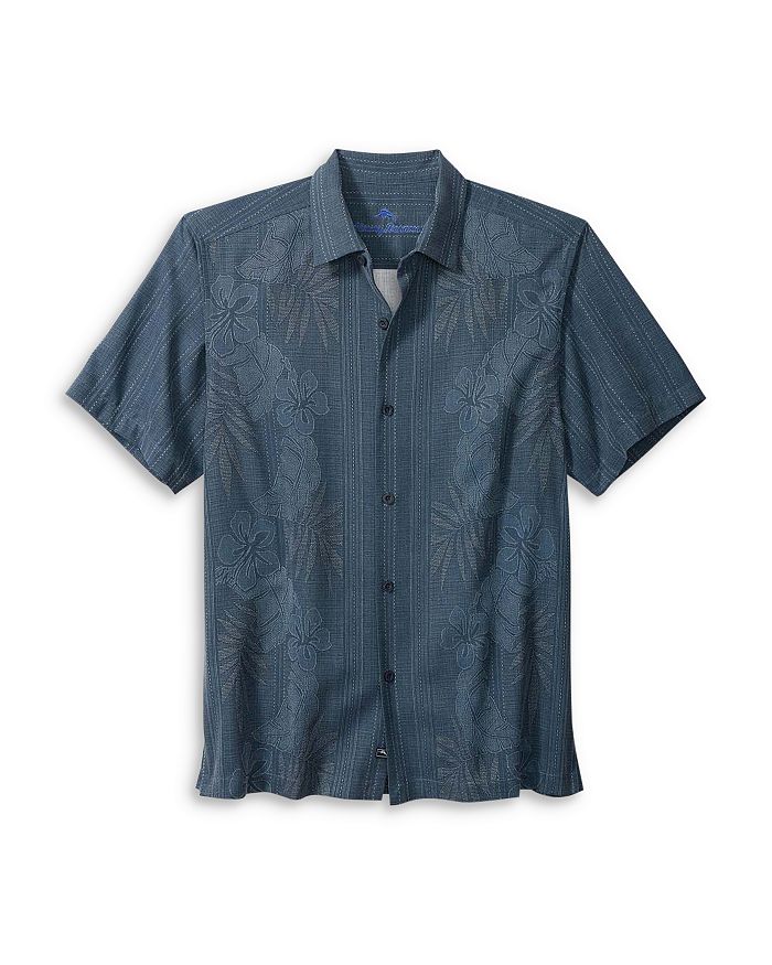Tommy Bahama Bali Border Silk Floral Jacquard Regular Fit Button Down Camp  Shirt In Navy