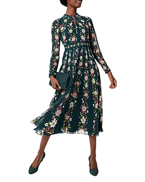 hobbs helena silk dress Hobbs Helena Silk Floral Dress Green Multi Size 2