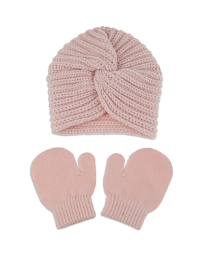 Capelli Girls' Front Twist Hat & Mittens Set - Baby In Light Pink
